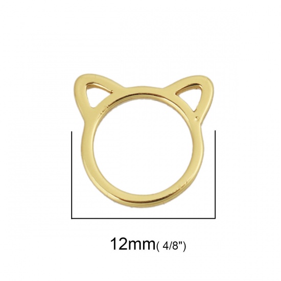 Picture of Brass Charms Gold Plated Cat Animal 12mm x 12mm, 5 PCs                                                                                                                                                                                                        