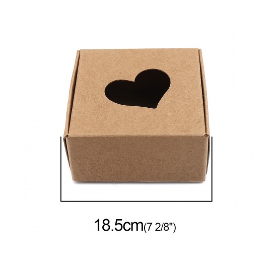 Immagine di Carta Kraft Imballaggio del Sapone e Scatole di Spedizione Quadrato Marrone Chiaro Cuore Disegno 5.5cm x 5.5cm x 2.5cm , 20 Pz