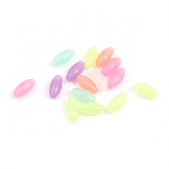 Picture of Acrylic Beads Oval At Random Glow In The Dark About 13mm x 6mm, Hole: Approx 1.7mm, 500 PCs