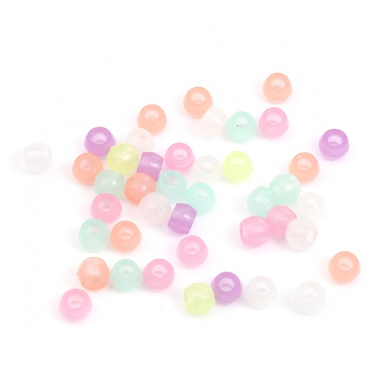 Picture of Acrylic Beads Cylinder At Random Glow In The Dark About 8mm x 6mm, Hole: Approx 3.8mm, 1000 PCs
