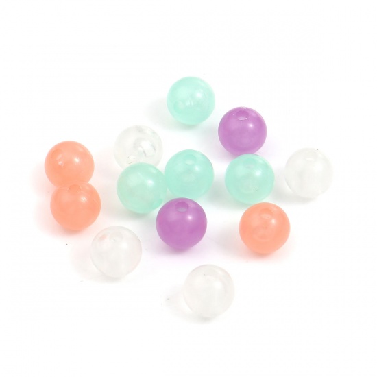 Picture of Acrylic Beads Round At Random Glow In The Dark About 10mm Dia., Hole: Approx 2.5mm, 500 PCs