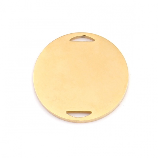 Picture of 304 Stainless Steel Blank Stamping Tags Connectors Charms Pendants Round Gold Plated One-sided Polishing 20mm Dia., 1 Piece