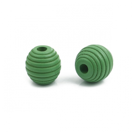 Picture of Wood Spacer Beads Oval Green Stripe About 18mm x 17mm, Hole: Approx 4.6mm, 30 PCs