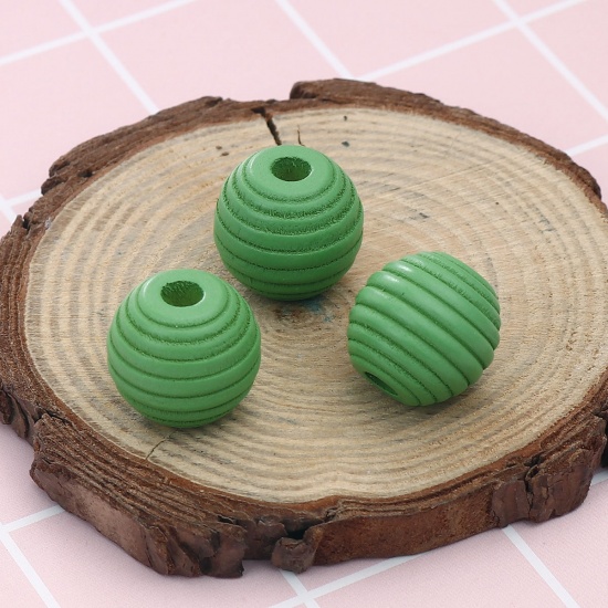 Picture of Wood Spacer Beads Oval Green Stripe About 18mm x 17mm, Hole: Approx 4.6mm, 30 PCs