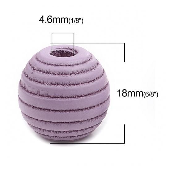 Picture of Wood Spacer Beads Oval Purple Stripe About 18mm x 17mm, Hole: Approx 4.6mm, 30 PCs