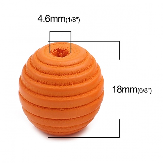 Picture of Wood Spacer Beads Oval Orange Stripe About 18mm x 17mm, Hole: Approx 4.6mm, 30 PCs