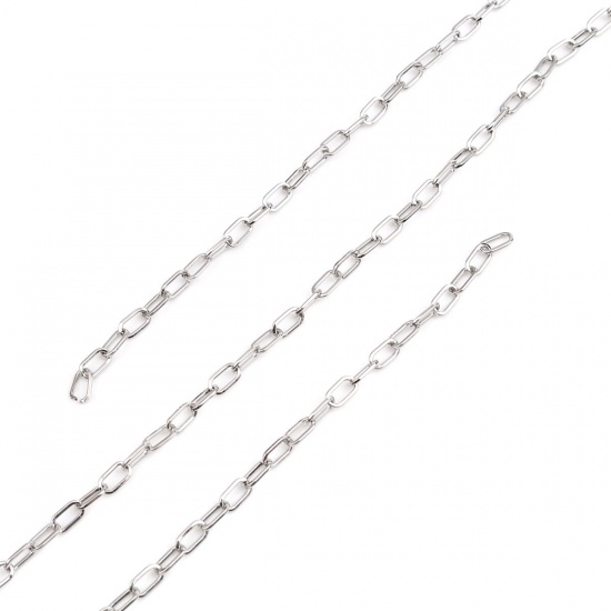 Picture of Iron Based Alloy Paperclip Chains Link Cable Chain Findings Silver Tone Oval 7x3mm, 2 M