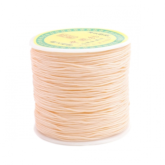 Picture of Polyester Jewelry Thread Cord For Buddha/Mala/Prayer Beads Orange Pink 0.8mm, 1 Roll (Approx 85 M/Roll)