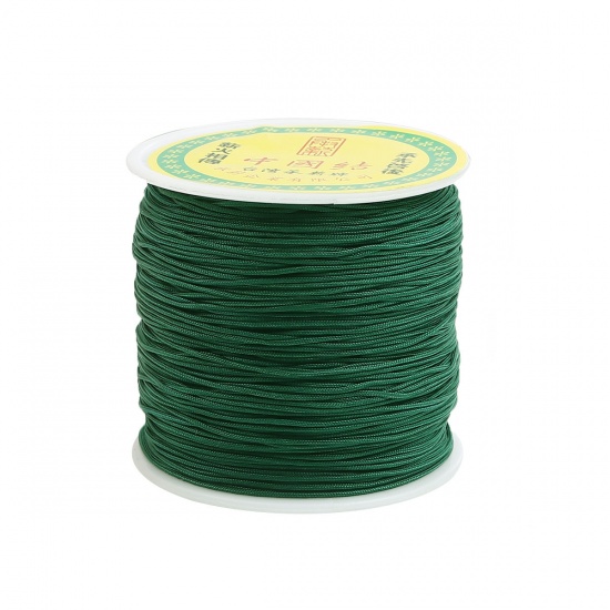 Picture of Polyester Jewelry Thread Cord For Buddha/Mala/Prayer Beads Dark Green 0.8mm, 1 Roll (Approx 85 M/Roll)