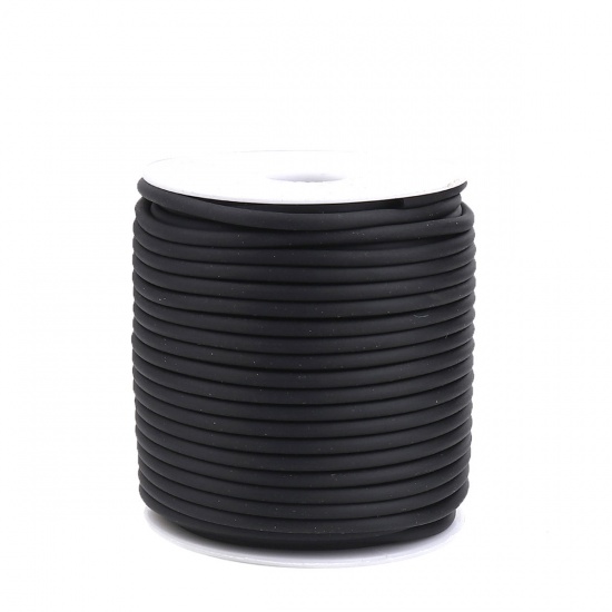 Picture of Rubber Jewelry Hollow Pipe Tube Cord Black 3mm, 1 Roll (Approx 30 M/Roll)