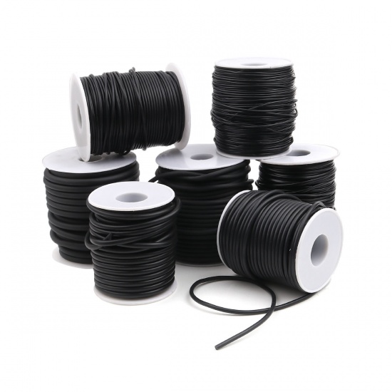 Picture of Rubber Jewelry Hollow Pipe Tube Cord Black 4mm, 1 Roll (Approx 20 M/Roll)