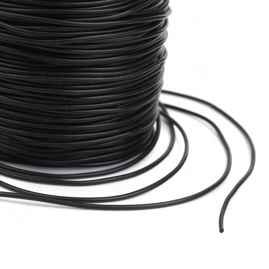 Picture of Rubber Jewelry Thread Cord Black Solid 1.5mm, 1 Roll (Approx 90 M/Roll)