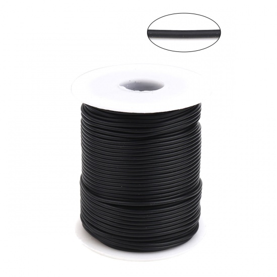 Picture of Rubber Jewelry Thread Cord Black Solid 2.5mm, 1 Roll (Approx 40 M/Roll)