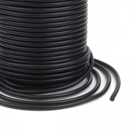 Picture of Rubber Jewelry Thread Cord Black Solid 3mm, 1 Roll (Approx 20 M/Roll)
