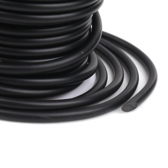 Picture of Rubber Jewelry Thread Cord Black Solid 4mm, 1 Roll (Approx 10 M/Roll)