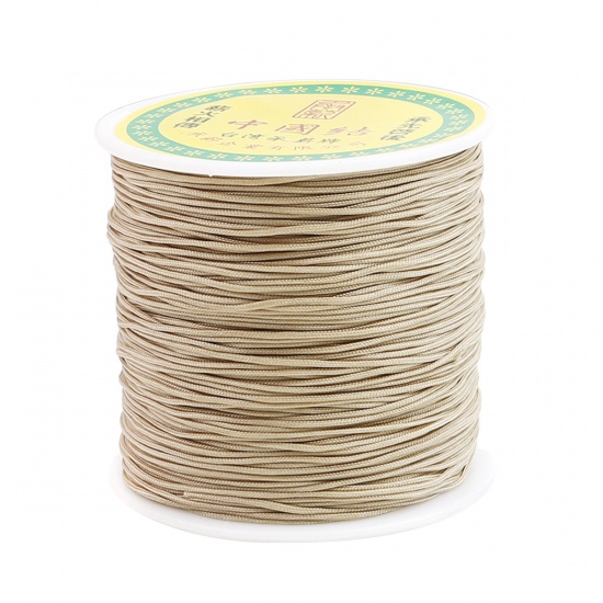 Picture of Polyester Jewelry Thread Cord For Buddha/Mala/Prayer Beads Khaki 0.8mm, 1 Roll (Approx 85 M/Roll)