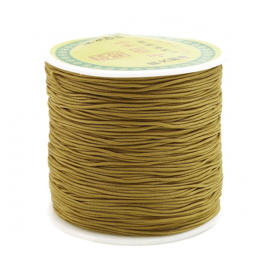 Picture of Polyester Jewelry Thread Cord For Buddha/Mala/Prayer Beads Brown Yellow 0.8mm, 1 Roll (Approx 85 M/Roll)