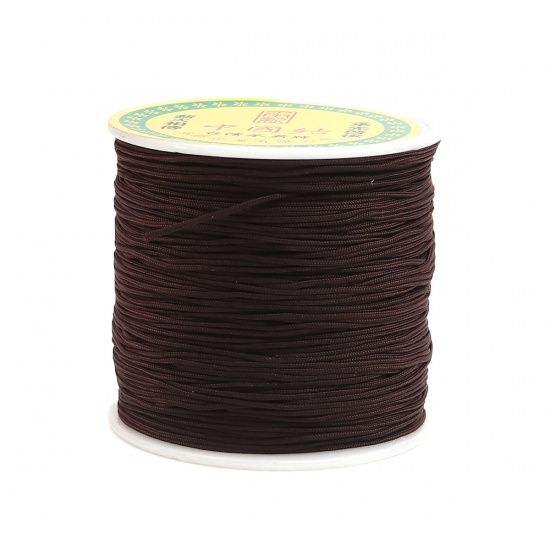 Picture of Polyester Jewelry Thread Cord For Buddha/Mala/Prayer Beads Dark Brown 0.8mm, 1 Roll (Approx 85 M/Roll)