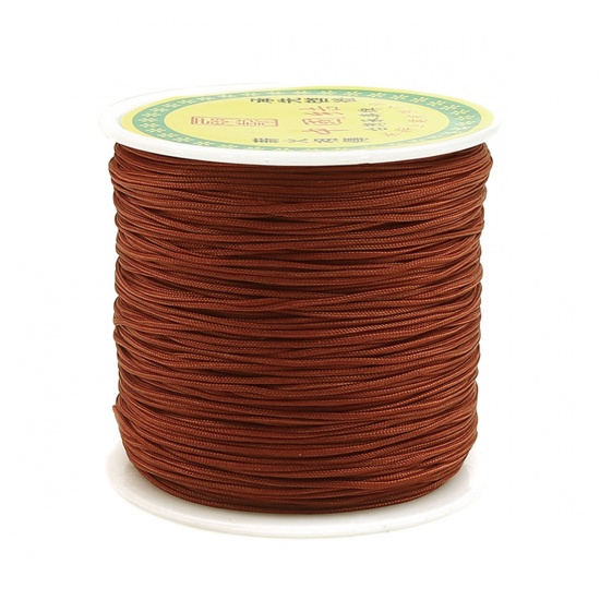 Picture of Polyester Jewelry Thread Cord For Buddha/Mala/Prayer Beads Deep Orangered 0.8mm, 1 Roll (Approx 85 M/Roll)