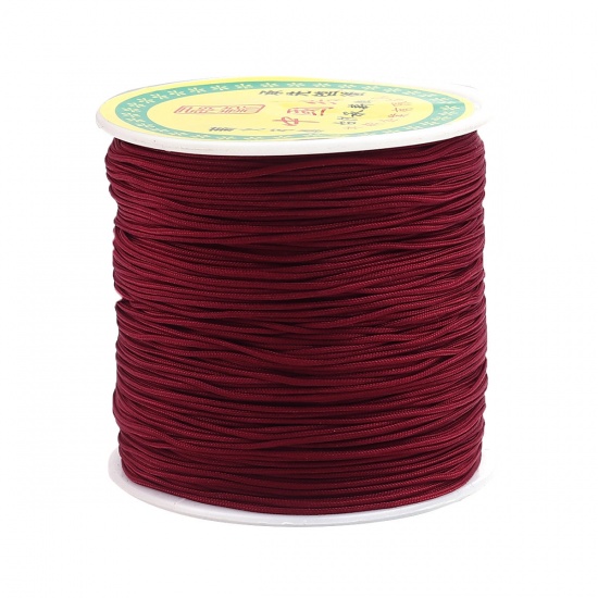 Picture of Polyester Jewelry Thread Cord For Buddha/Mala/Prayer Beads Deep Red 0.8mm, 1 Roll (Approx 85 M/Roll)