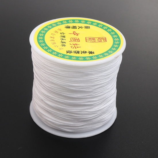 Picture of Polyester Jewelry Thread Cord For Buddha/Mala/Prayer Beads White 0.8mm, 1 Roll (Approx 85 M/Roll)