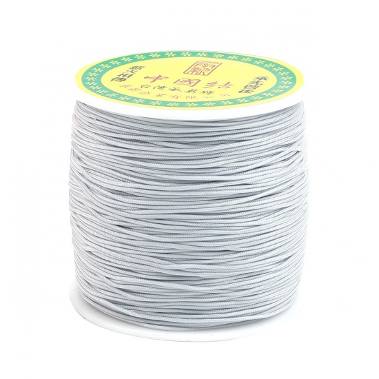 Picture of Polyester Jewelry Thread Cord For Buddha/Mala/Prayer Beads French Gray 0.8mm, 1 Roll (Approx 85 M/Roll)