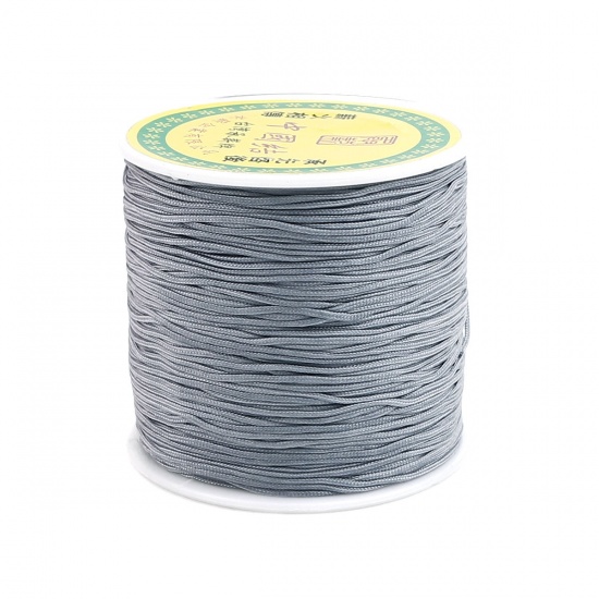 Picture of Polyester Jewelry Thread Cord For Buddha/Mala/Prayer Beads Gray 0.8mm, 1 Roll (Approx 85 M/Roll)