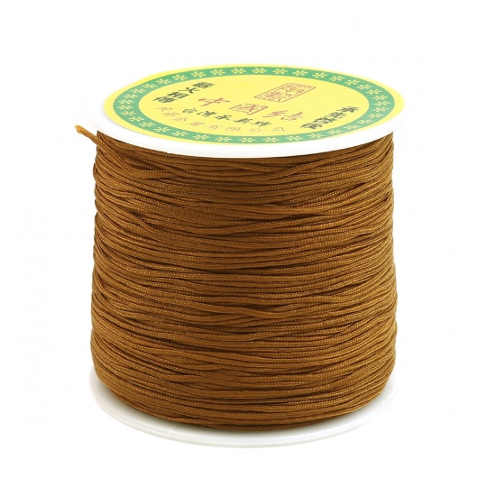 Picture of Polyester Jewelry Thread Cord For Buddha/Mala/Prayer Beads Brown 0.8mm, 1 Roll (Approx 85 M/Roll)