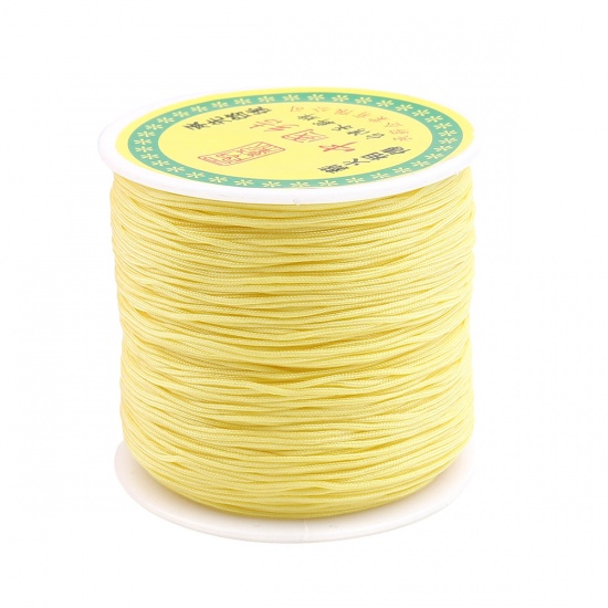 Picture of Polyester Jewelry Thread Cord For Buddha/Mala/Prayer Beads Pale Yellow 0.8mm, 1 Roll (Approx 85 M/Roll)