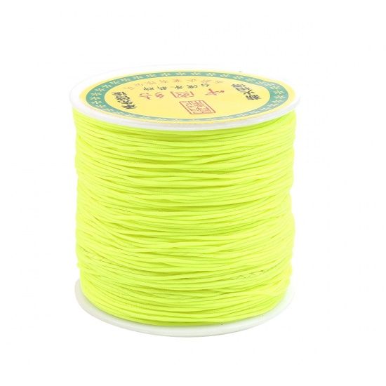 Picture of Polyester Jewelry Thread Cord For Buddha/Mala/Prayer Beads Neon Yellow 0.8mm, 1 Roll (Approx 85 M/Roll)