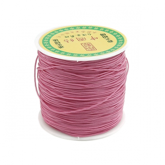 Picture of Polyester Jewelry Thread Cord For Buddha/Mala/Prayer Beads Pink 0.8mm, 1 Roll (Approx 85 M/Roll)