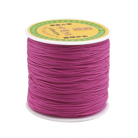 Picture of Polyester Jewelry Thread Cord For Buddha/Mala/Prayer Beads Fuchsia 0.8mm, 1 Roll (Approx 85 M/Roll)