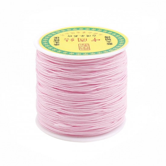 Picture of Polyester Jewelry Thread Cord For Buddha/Mala/Prayer Beads Light Pink 0.8mm, 1 Roll (Approx 85 M/Roll)