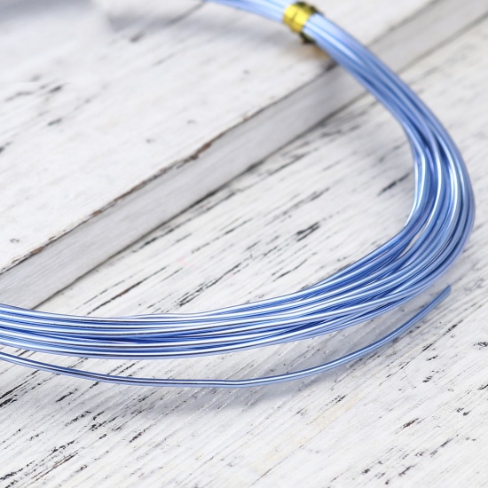 Immagine di Aluminum Beading Wire Thread Cord Light Blue 1mm, 1 Roll (Approx 5 M/Roll)