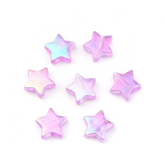 Picture of Acrylic Beads Pentagram Star Purple AB Color About 11mm x 10mm, Hole: Approx 1.6mm, 300 PCs