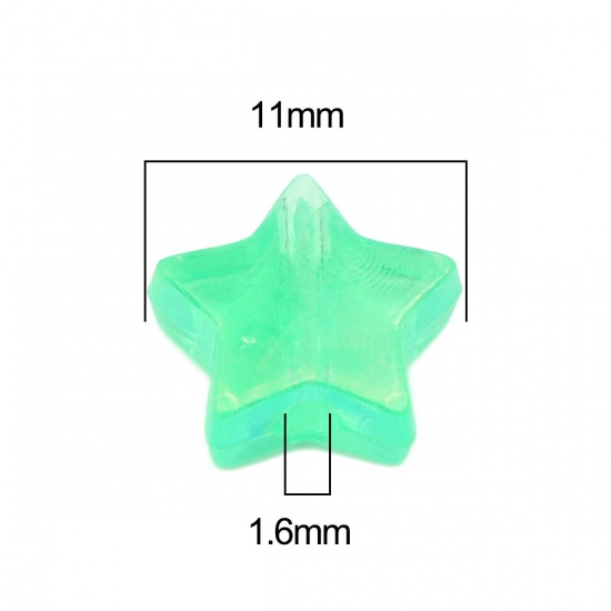 Bild von Acryl Perlen Pentagramm Stern Grün AB Farbe ca. 11mm x 10mm, Loch:ca. 1.6mm, 300 Stück