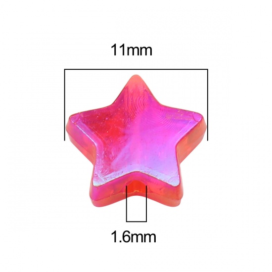 Bild von Acryl Perlen Pentagramm Stern Rot AB Farbe ca. 11mm x 10mm, Loch:ca. 1.6mm, 300 Stück