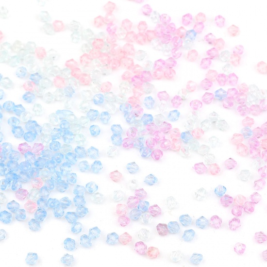 Picture of Acrylic Beads Hexagon Pink Faceted About 4mm x 4mm, Hole: Approx 1.1mm, 500 PCs