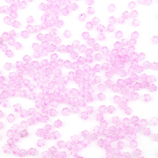 Picture of Acrylic Beads Hexagon Purple Faceted About 4mm x 4mm, Hole: Approx 1.1mm, 500 PCs