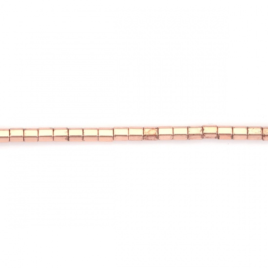 Immagine di (Grado B) Ematite  ( Naturale ) Perline Prisma Esagonale Oro Rosa Come 3mm x 3mm, Foro:circa 1mm, 41cm - 40.5cm L unghezza, 1 Filo (Corca 130 Pz/ Sfilza)