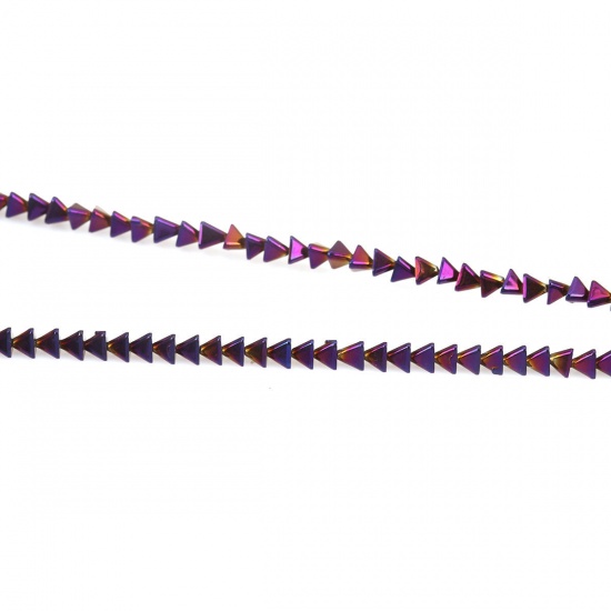 Picture of (Grade B) Hematite ( Natural ) Beads Triangle Purple About 4mm x 3mm, Hole: Approx 1mm, 38cm(15") long, 1 Strand (Approx 130 PCs/Strand)