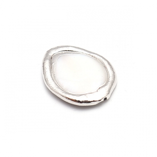 Image de Perles en Coquille ( Naturel ) Goutte d'Eau Blanc Fait à la Main Env. 21mm x 18mm - 20mm x 16mm, Trou: env. 1mm, 1 Pièce