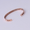 Picture of Stainless Steel Open Cuff Bangles Bracelets Rose Gold Lowercase Letter Arrowhead Corrosion 20cm(7 7/8") long, 1 Piece