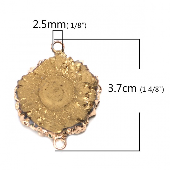 Immagine di (Grado A) Rame & Agata ( Naturale ) Connettore Ovale Oro Marrone 3.7cm x 2.7cm, 5 Pz