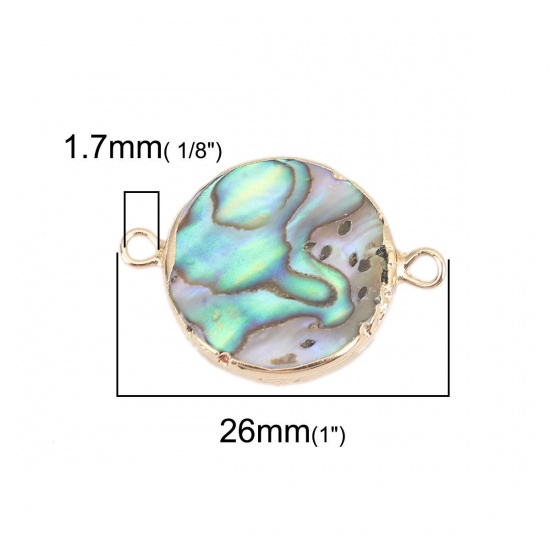 Picture of (Grade A) Abalone Shell ( Natural ) Connectors Round Multicolor 26mm x 18mm, 5 PCs