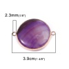 Image de (Classement A) Connecteurs en Agate ( Naturel ) Rond Doré Violet 3.9cm x 3.1cm, 5 Pcs