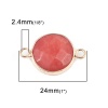 Picture of (Grade B) Stone ( Natural ) Connectors Round Red 24mm x 16mm, 5 PCs