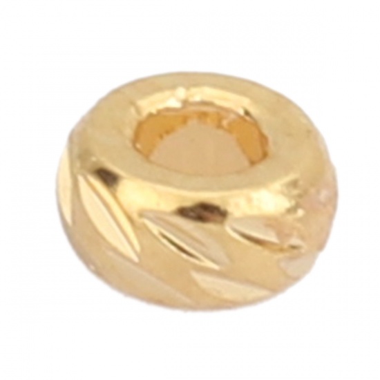 Immagine di Ottone Perline Tondo 18K Vero Oro Placcato Come 3mm Dia, Foro: circa 1.1mm, 200 Pz