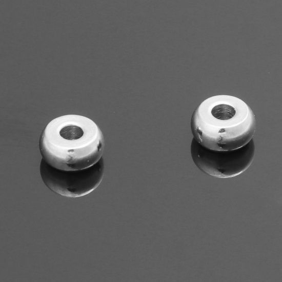 Picture of 304 Stainless Steel Spacer Beads Round Silver Tone About 3mm Dia., Hole: Approx 1mm, 100 PCs