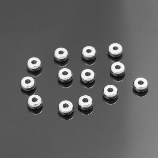 Picture of 304 Stainless Steel Spacer Beads Round Silver Tone About 3mm Dia., Hole: Approx 1mm, 100 PCs